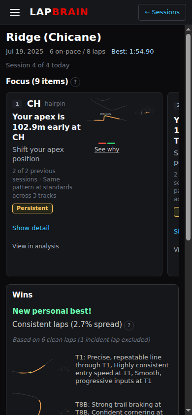 App screenshot: Debrief
