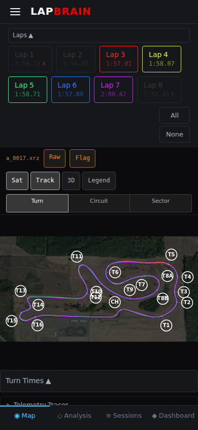 App screenshot: Lap comparison